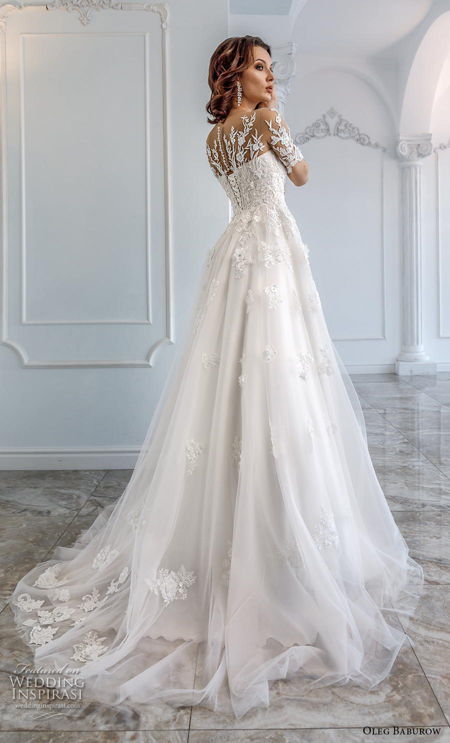 oleg baburow wedding dresses short sleeves lace appliques tulle plus size bridal gowns beach bohemian robe de marie