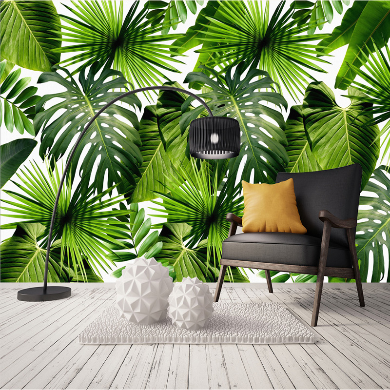Custom 3D Mural Wallpaper Tropical Rain Forest Banana Leaves Photo Murals Living Room Restaurant Cafe Backdrop Wall Paper Murals1