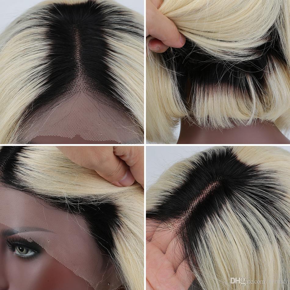 short pixie cut wigs brazilian human remy hair customized 150 density lace front wig 1b27 for black women side part