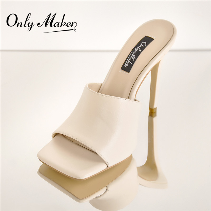 Onlymaker Square Toe Mules Slip On Beige Thin High Sandals Big Size US5~US15, P20401a
Onlymaker Square Toe Mules Slip On Beige Thin High Sandals Big Size US5~US15, P20401a