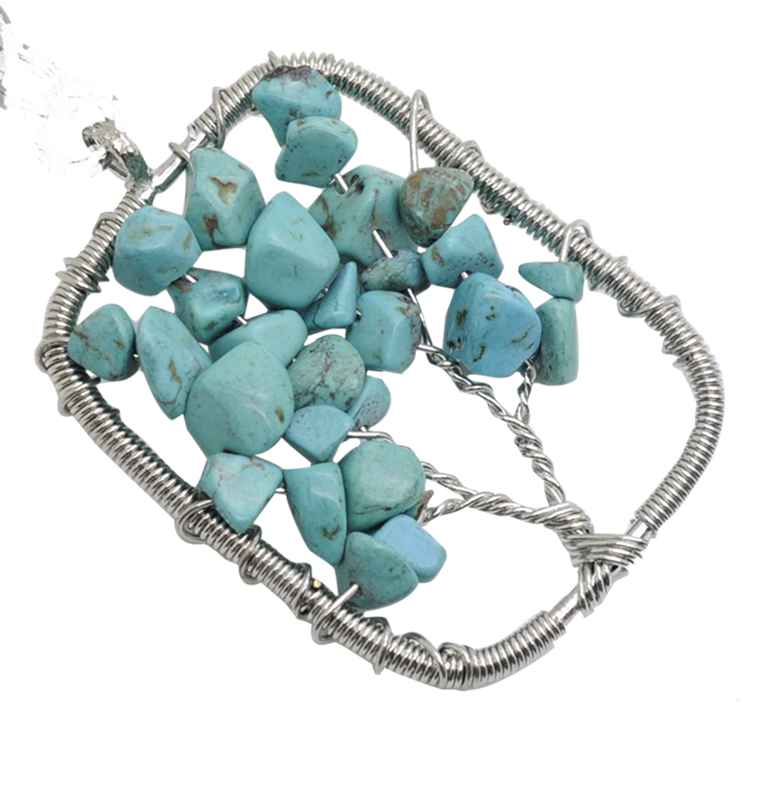 Women's Natural Crystal Stone Lucky Life Tree Pendant Necklace Women Multicolor Wisdom Tree Leather Chain