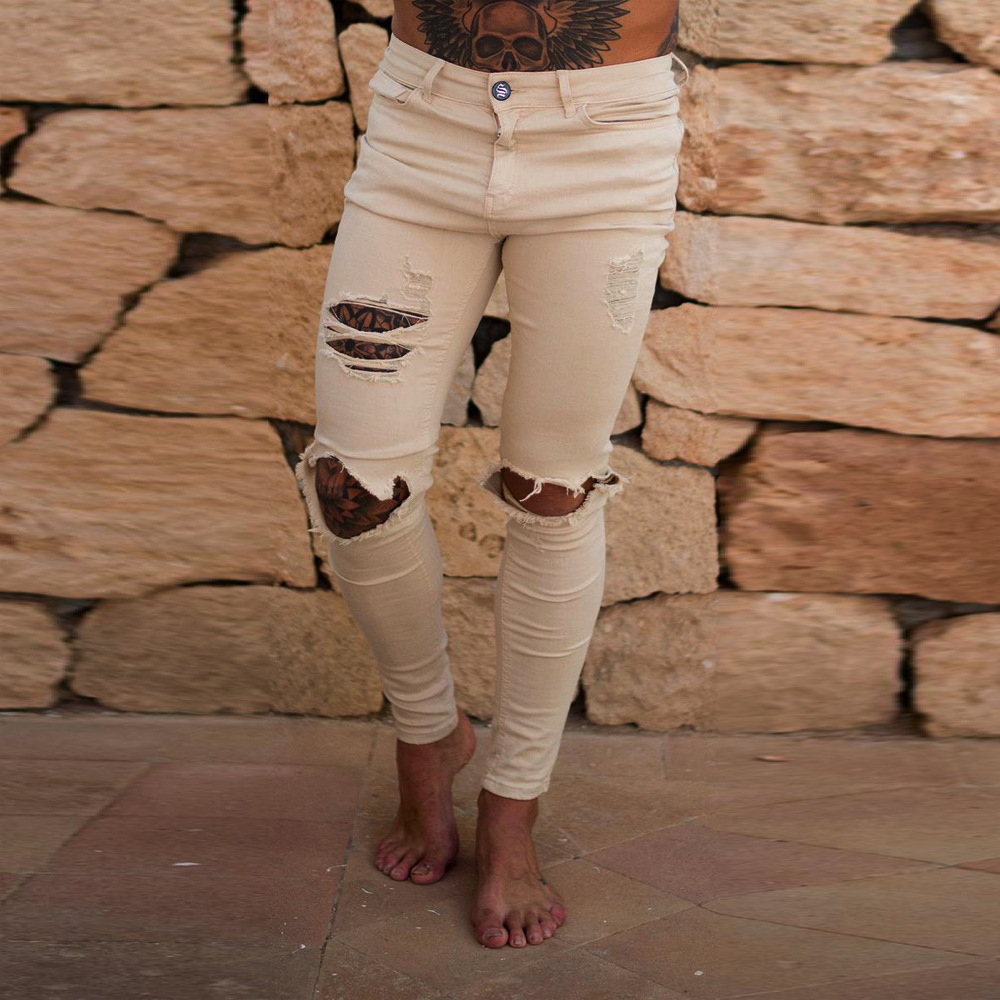 Fashion-Mens Ripped Denim Jeans Male Skinny Slim Fit Pencil Pants Casual Hip Hop Trousers with Holes - view 9