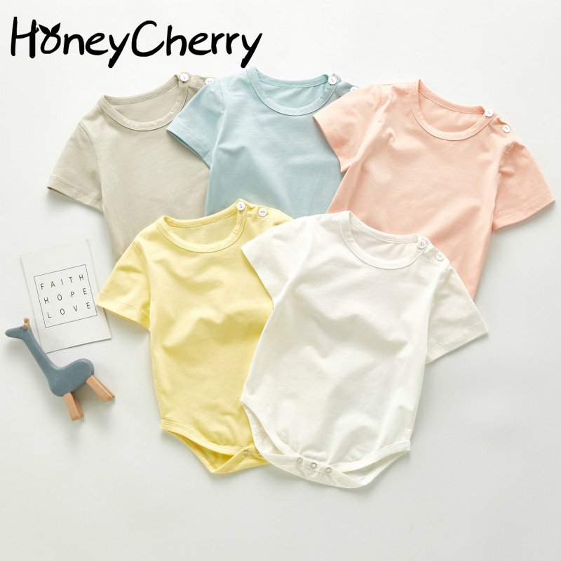 Summer Baby Bodysuit Baby Simple And Comfortable Monochrome Cotton Short Sleeve Hardcover Creeper Bodysuit, Sky blue 
Summer Baby Bodysuit Baby Simple And Comfortable Monochrome Cotton Short Sleeve Hardcover Creeper Bodysuit, Sky blue