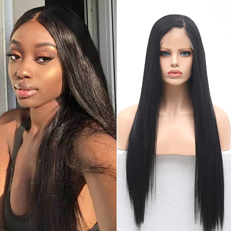 Charisma Black Long Straight 13x6 Wig High Temperature Heat Fiber Synthetic Lace Front Wigs For Black Women Daily Use Silky Wig, As pic
Charisma Black Long Straight 13x6 Wig High Temperature Heat Fiber Synthetic Lace Front Wigs For Black Women Daily Use Silky Wig, As pic
