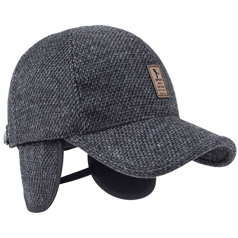 woolen knitted design winter baseball cap for men women warm casual male outdoor cycling ski Hats with earflaps