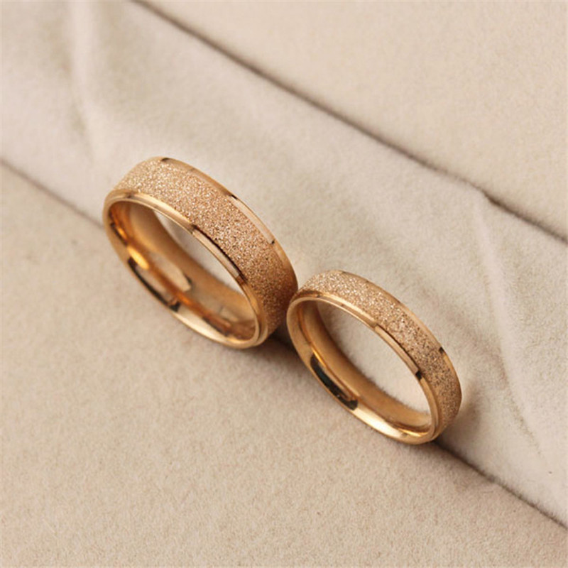 Stainless Steel Dull Polish Ring Band Rose Gold Frosted Engagement Wed Rings Women Men Fashion Fine Jewelry Will and Sandy