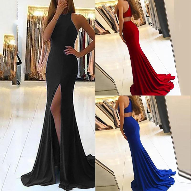Summer Vintage Party Dress Fashion Women Sexy Elegant Halter Solid Sleeveless Slit Big Hem Long Dress Pack hip fishtail
Summer Vintage Party Dress Fashion Women Sexy Elegant Halter Solid Sleeveless Slit Big Hem Long Dress Pack hip fishtail