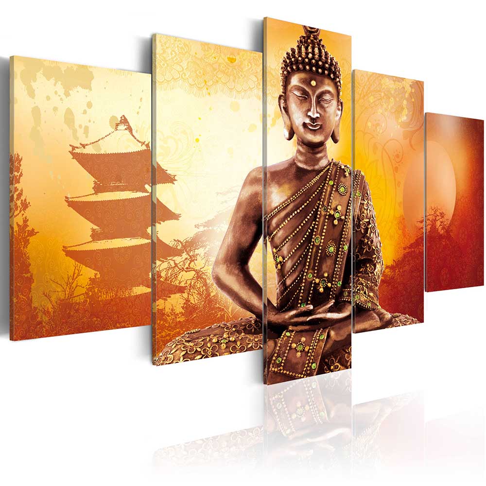5 Panel Abstract Printed Buddha Painting Canvas Wall Art Home Decor Buddha Picture For Living Room Unframed