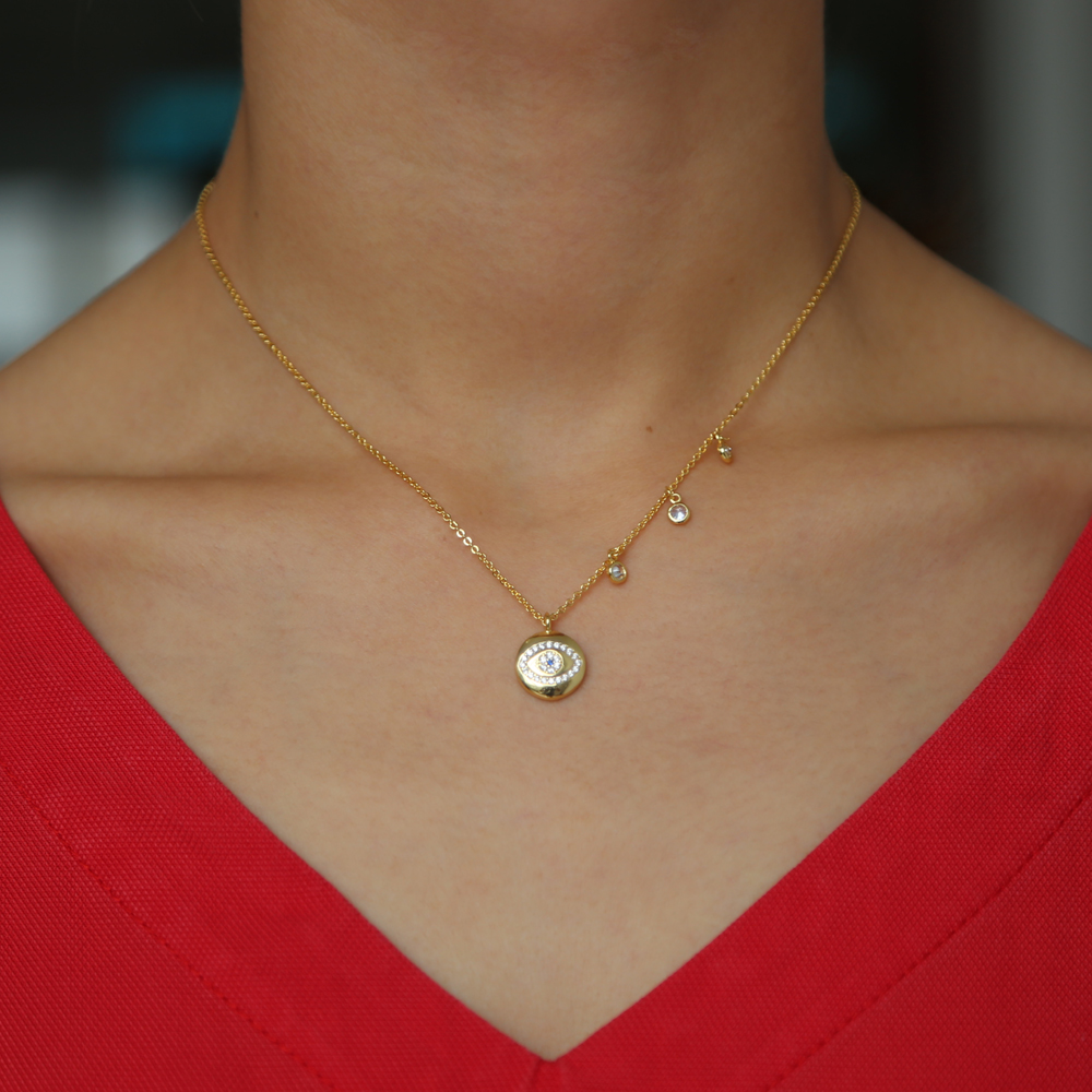 Wholesale- lucky evil eye charm necklace cz drop elegance fashion jewelry women elegance fashion pendant necklaces