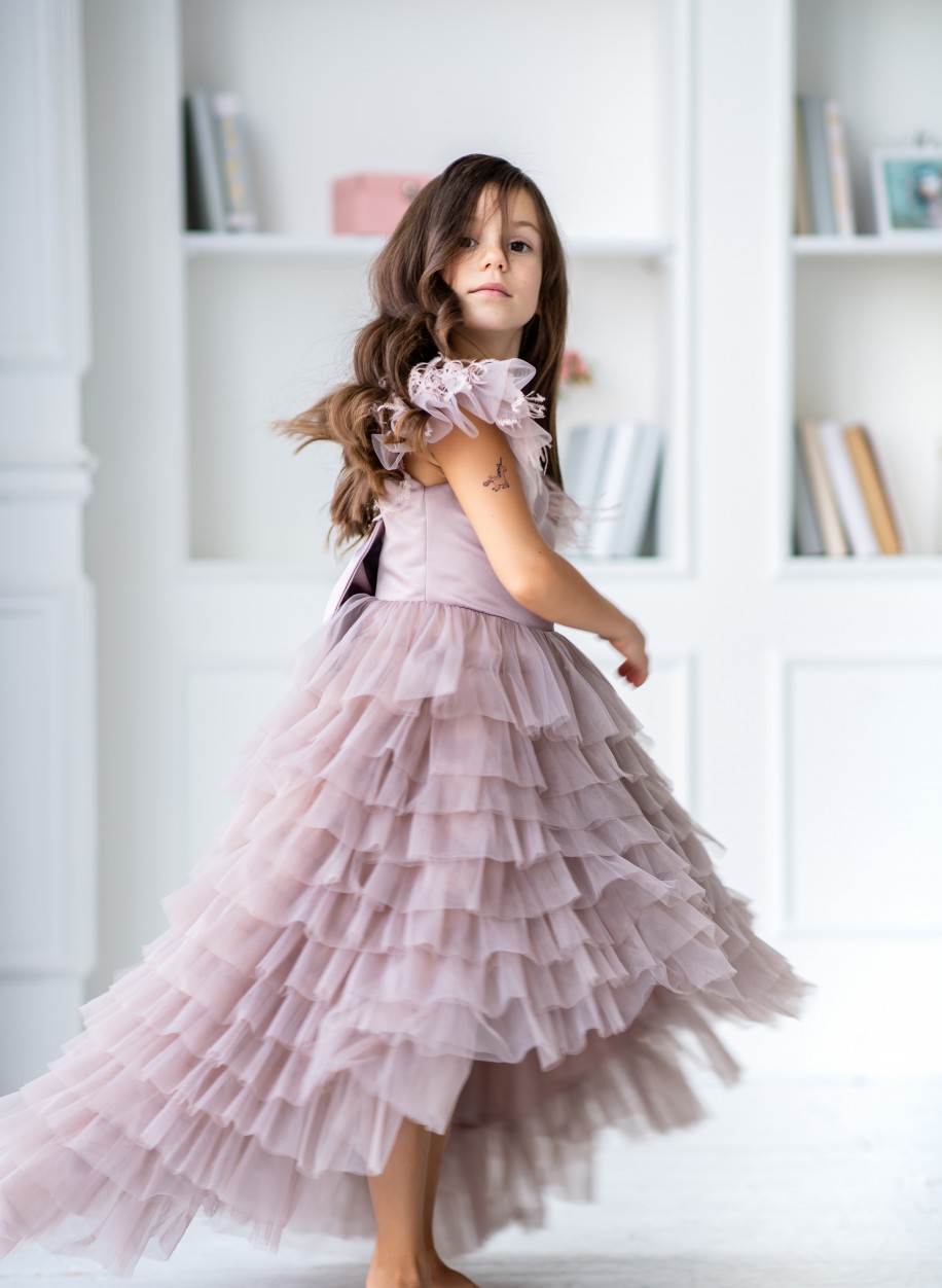 simple a line flower girl dresses high low bow feather sleeveless pageant gowns first communion gowns custom made