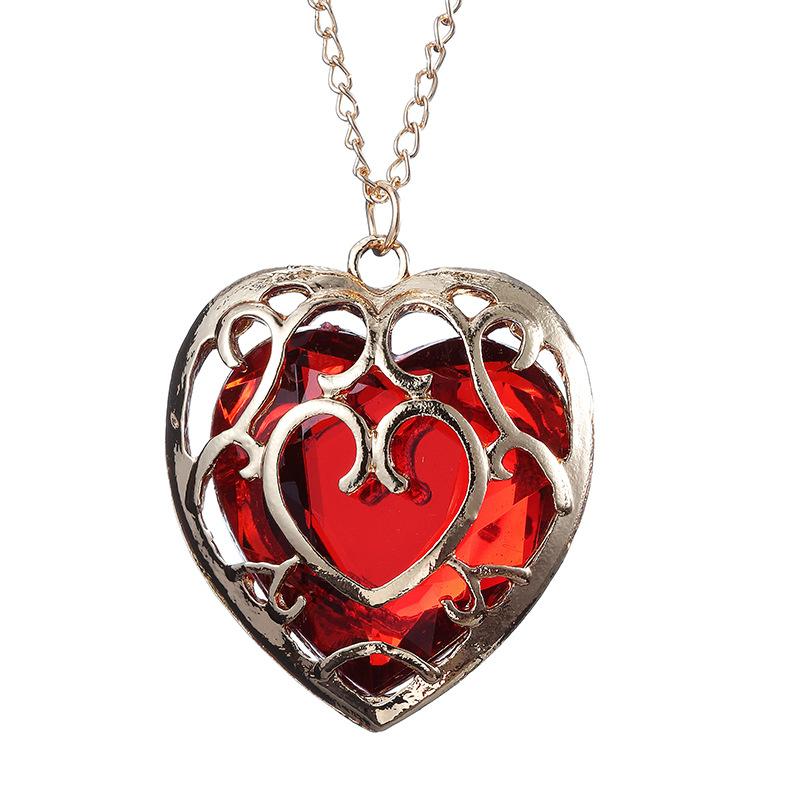 Legend Of Zelda Keychain Fashion Love Heart Shape Pendant Key Rings Bag Charms Car Keys Holder With Rhinestone Chain Necklace Gifts Jewelry Accessorie