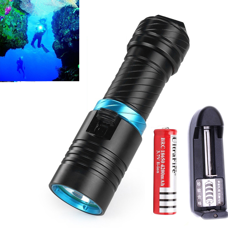 

DV30 100m Diving Flashlight Underwater Flashlight CREE XM-L2 LED Waterproof Torch Flashlights Light Scuba with Battery