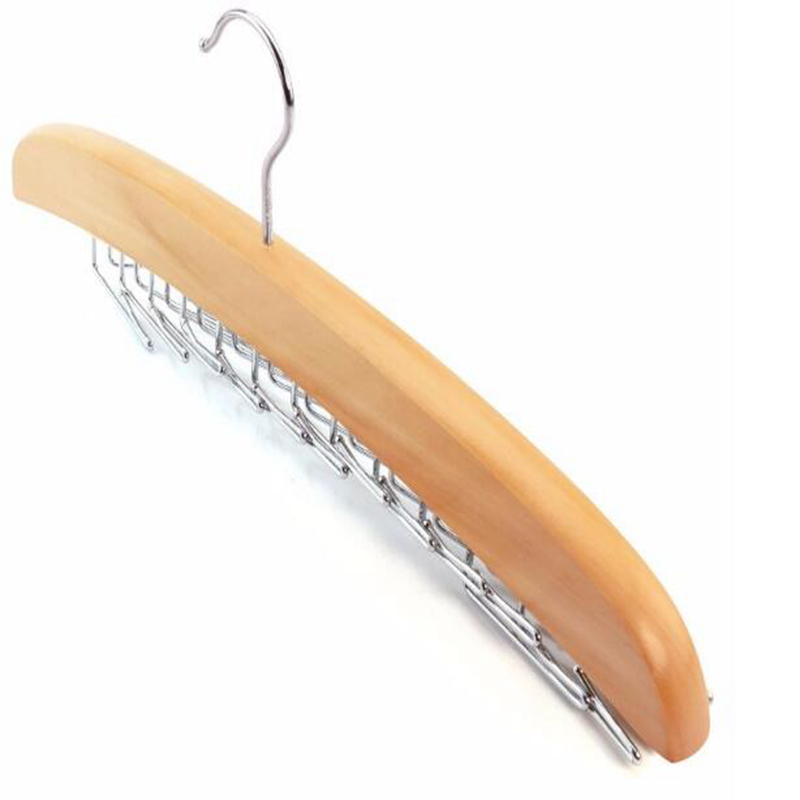 Hangerlink Natural Beech Wood Single Wooden Tie Hanger Organiser Rack - Holds 24 Ties - view 7