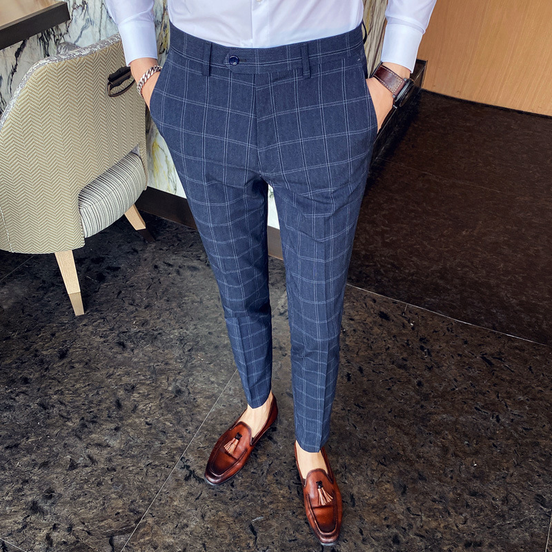 ICPANS Formal Plaid Dress Trousers Men Slim Ankle Length Business Office Suit Pants British Style, K9882 blue plaid
ICPANS Formal Plaid Dress Trousers Men Slim Ankle Length Business Office Suit Pants British Style, K9882 blue plaid