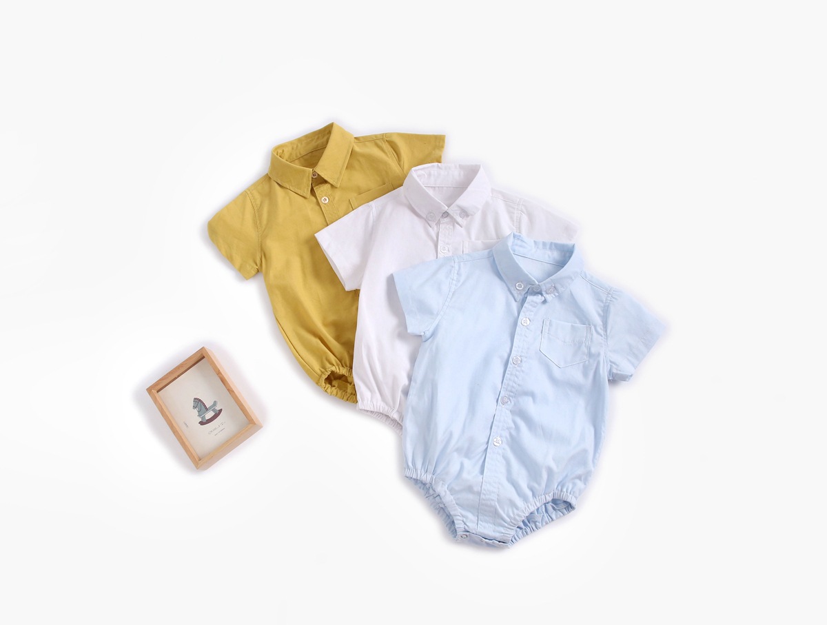 Summer baby designer clothes Romper Short Sleeve Solid Color Turn Down Collar Romper soft Baby Clothing Romper 100% cotton, As picture
Summer baby designer clothes Romper Short Sleeve Solid Color Turn Down Collar Romper soft Baby Clothing Romper 100% cotton, As picture