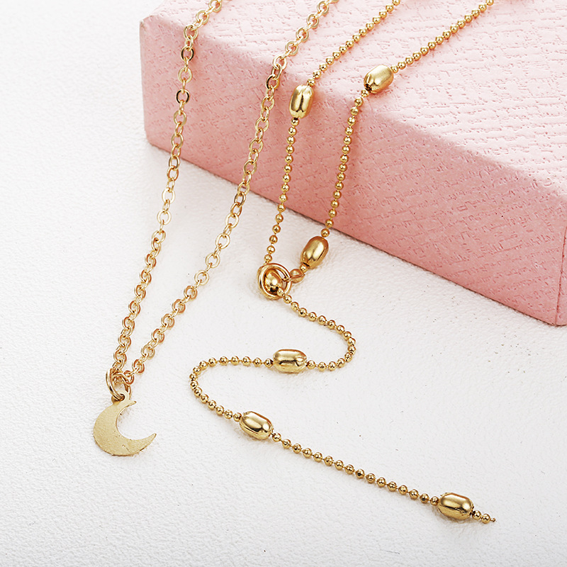 Multi-layer moon bead chain necklace item pendant pendant sequin chain jewelry for women wedding gifts