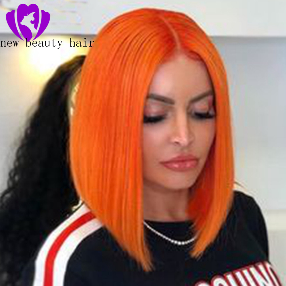 Fast shipping Orange/black/brown /blonde color Synthetic Lace Front Wigs 10inch Short Straight Hair Bob Wig For African Women