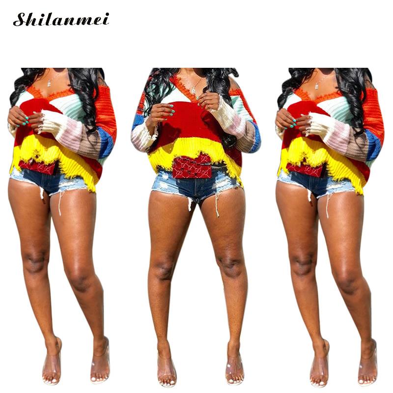 Rainbow Color Deep V Sweater Pullover Women 2019 Autumn Striped Loose Pullover Knitted Long Sleeve Cropped Sweater Causal Pull, Gray
Rainbow Color Deep V Sweater Pullover Women 2019 Autumn Striped Loose Pullover Knitted Long Sleeve Cropped Sweater Causal Pull, Gray