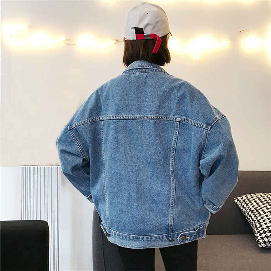 Oversize Denim Feminine Jacket Women Boyfriend Style Jeans Coat Retro Oversize Cowboy Denim Loose Casual Jacket