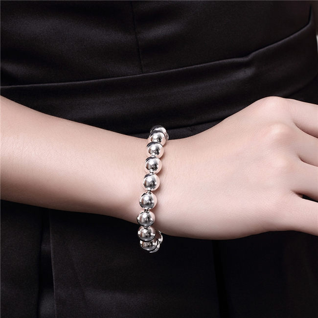 Hot sale best gift 925 silver 8M prayer beads bracelet - Solid DFMCH126, brand new fashion 925 sterling silver plate Chain link bracelets
