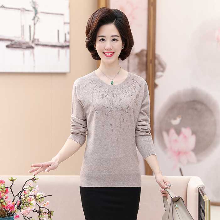 Middle-Aged Women Pullover Sweater Lace Long-Sleeved Plus Size Sweater Women 40-50 Years Old Mother Knitted DA667, Black
Middle-Aged Women Pullover Sweater Lace Long-Sleeved Plus Size Sweater Women 40-50 Years Old Mother Knitted DA667, Black