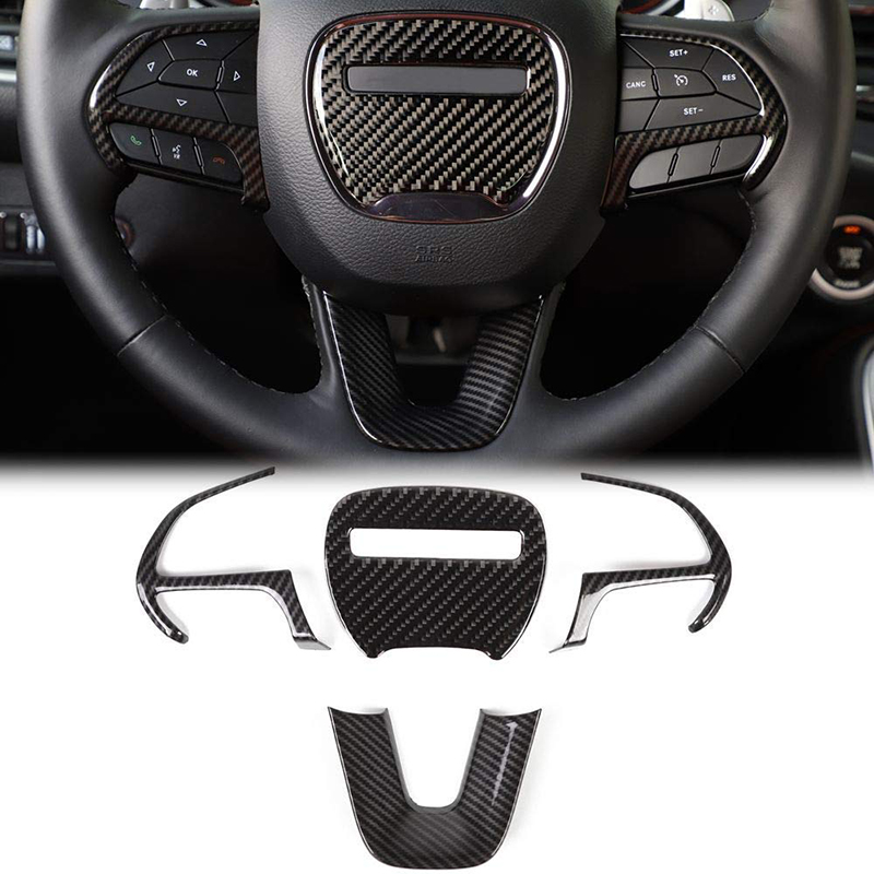 ABS Car Carbon fiber Steering Wheel Cover Accessories Trim for Dodge Challenger 2015-2025 UP Factory Outlet Car Interior Accessories