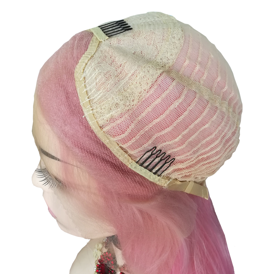Long deep wave Pink Wig celebrity Women cosplay style lace frontal Heat Resistant Synthetic Lace Front Wigs Curly Wig natural hairline