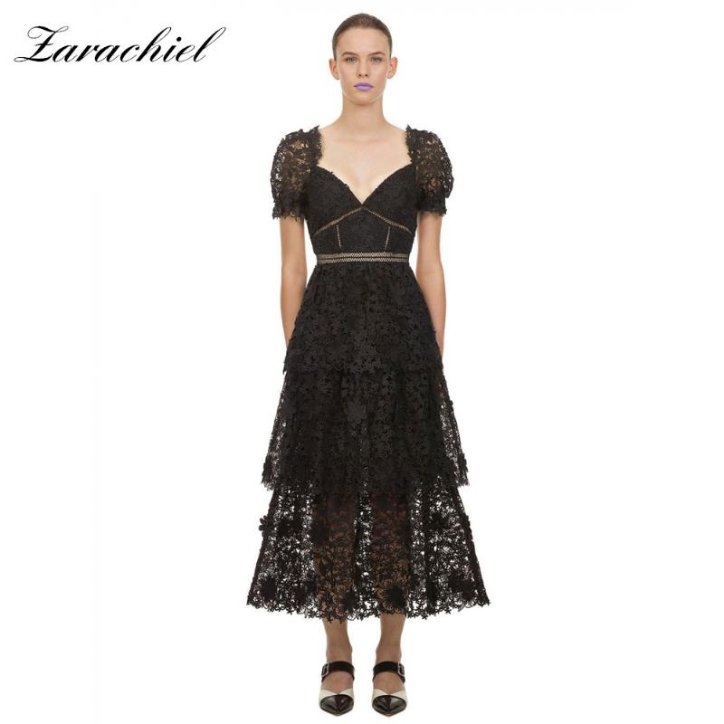 Elegant Black Flower Self-Portrait Dress Women Sexy V-Neck Puff Sleeve Hollow Out Lace Dress Female Vintage Cake Long
Elegant Black Flower Self-Portrait Dress Women Sexy V-Neck Puff Sleeve Hollow Out Lace Dress Female Vintage Cake Long
