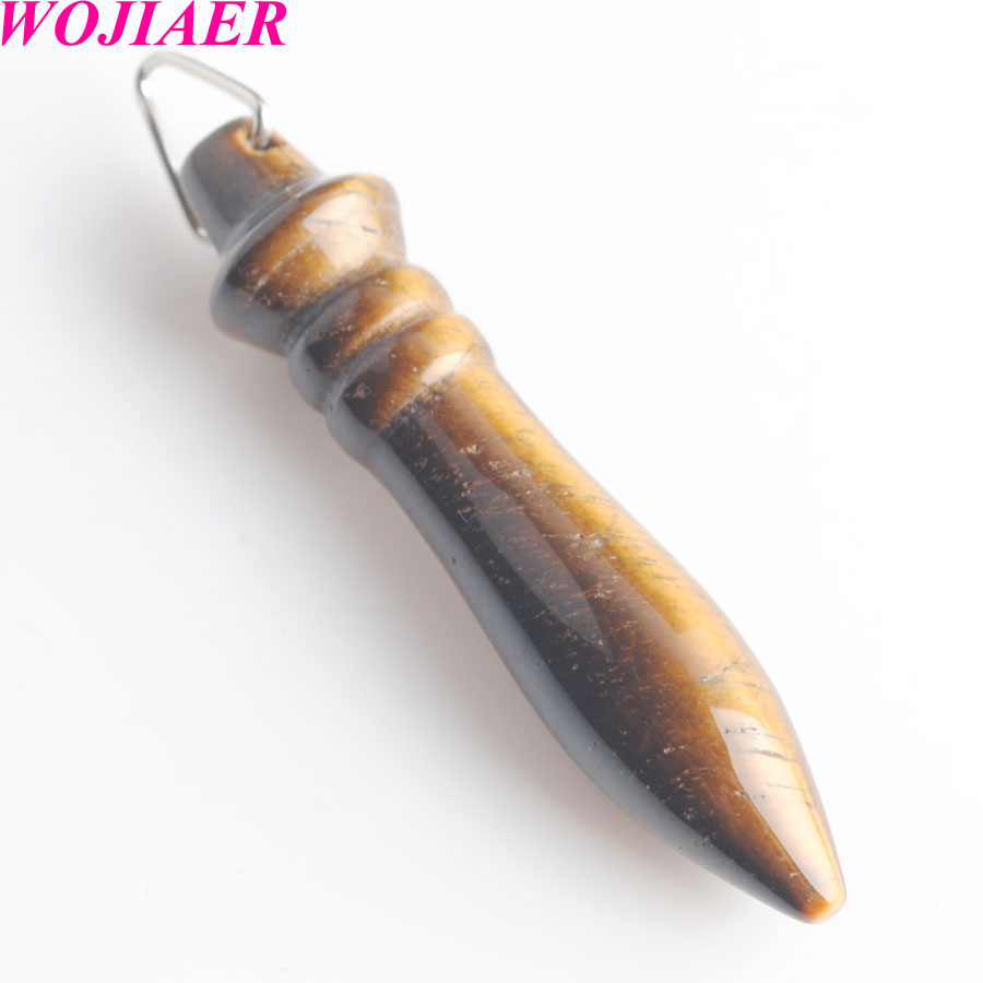 WOJIAER Natural Stone Turquoises Purple Crystal Pendant Pendulum for Dowsing Cone Reiki Bead Amulet Pendule Divination Jewelry (NO Chain) DBE900