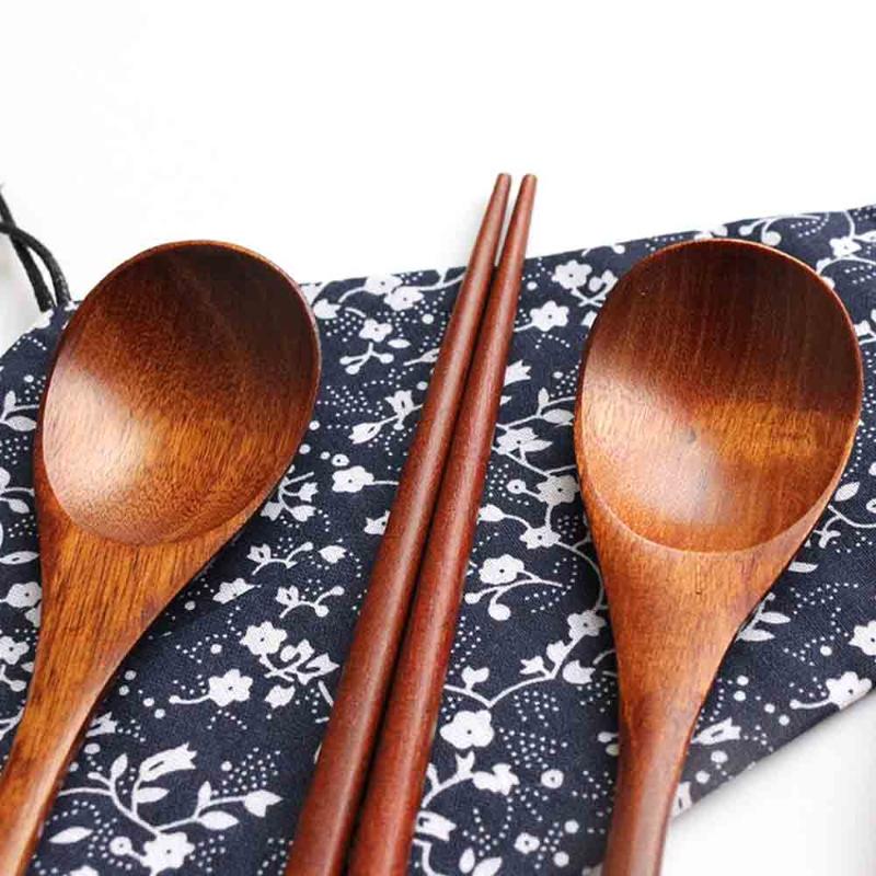 Environmentally Friendly Chinese Chopsticks Portable Wooden Cutlery Sets Wooden Chopsticks And Spoons Travel Suit