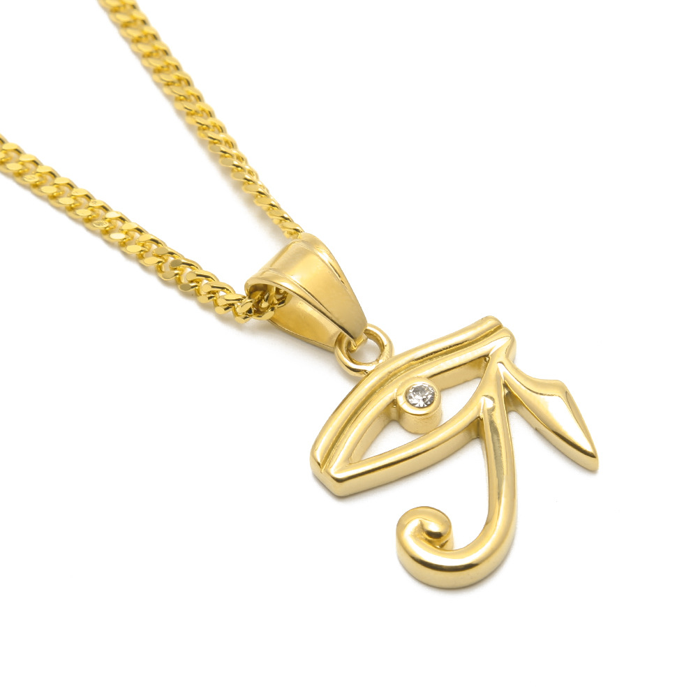 316L Stainless Steel Gold Color Egyptian The Eye Of Horus Pendant Necklace Hip Hop Wedjat Eye Necklaces For Unisex Jewelry9286130
