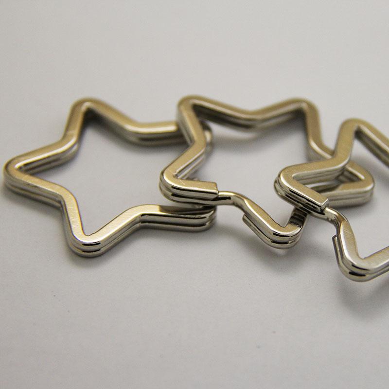 100pcs/lot Metal Pentagram Star Heart Key Holder Split Rings Keyring Keychain Loop Circle Hook Accessories Free Shipping