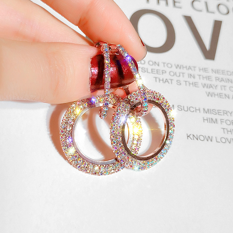 new design creative jewelry highgrade elegant crystal earrings round gold and silver earrings wedding party earrings for woman