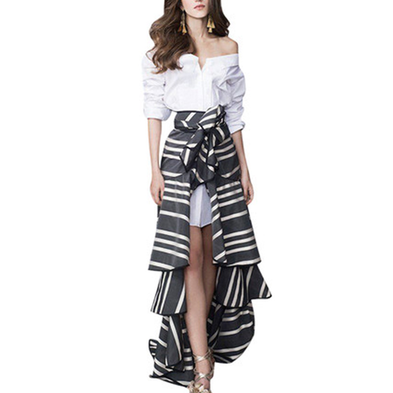 European High Street Runway Summer Fashion Skirt Suits Slash Neck White Shirt Printed Ball Gown Skirt Sexy Twin Sets, Multi
European High Street Runway Summer Fashion Skirt Suits Slash Neck White Shirt Printed Ball Gown Skirt Sexy Twin Sets, Multi