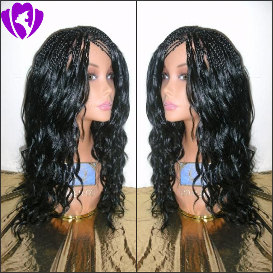 Hot selling short braided lace front wig synthetic heat resistant hair bob box braids wig for black women free shipping
