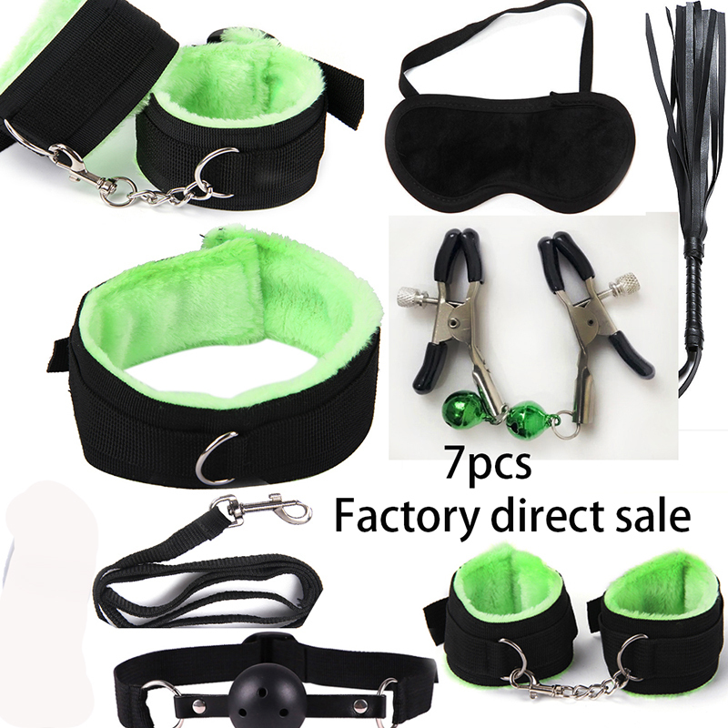 7 Pcs/Set Nylon Tying Erotic Toys For Adults Sex for Hands + Nipple Clamps + Whip + Mouth gag+ Sex mask +Bdsm Bondage Set C18122501 - view 4