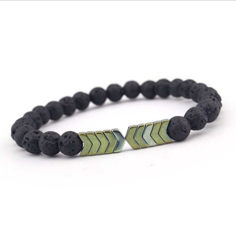 Male and female volcanic stone 8 mm lava rock beads arrow bracelet essential oil scattered beads men and women bracelet