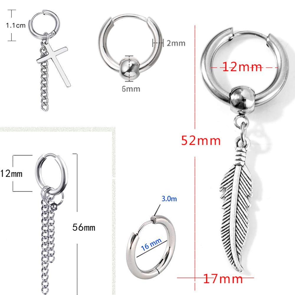 EVBEA 8 Pcs set kpop Hoop Stud Earrings Kreaa Style Mens Ladies Popular Boys Birthday Gift