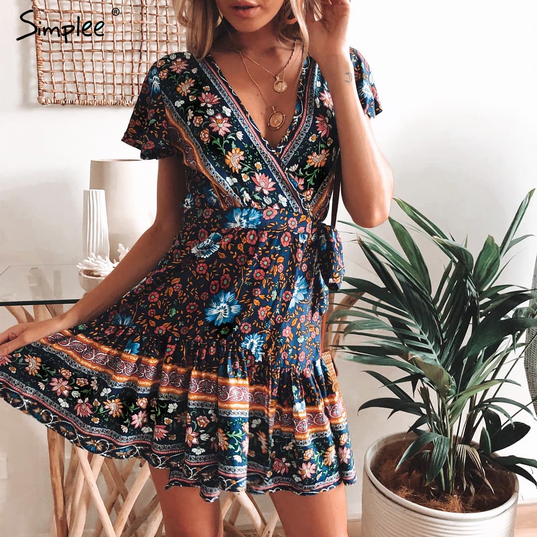 Simplee Bohemian floral women mini dress V neck wrap sash print ruffle dresses female 2018 Summer elegant holiday beach sundress, Beige
Simplee Bohemian floral women mini dress V neck wrap sash print ruffle dresses female 2018 Summer elegant holiday beach sundress, Beige