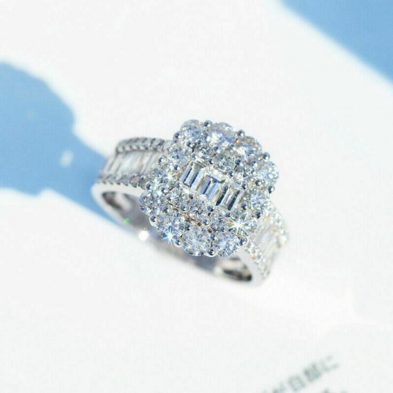 Victoria Wieck Top Selling Luxury Jewelry 925 Sterling Silver Princess Cut White Topaz CZ Diamond Gemstones Women Wedding Band Ring Gift
