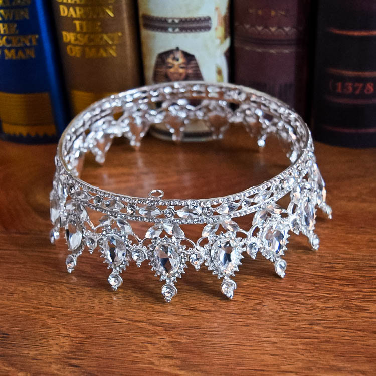 Blue Diamond Cycle Crown Ladies Jewelry Diamond Crowns Bride Wedding Accessories Round Crown European Style Retro Palace Crown