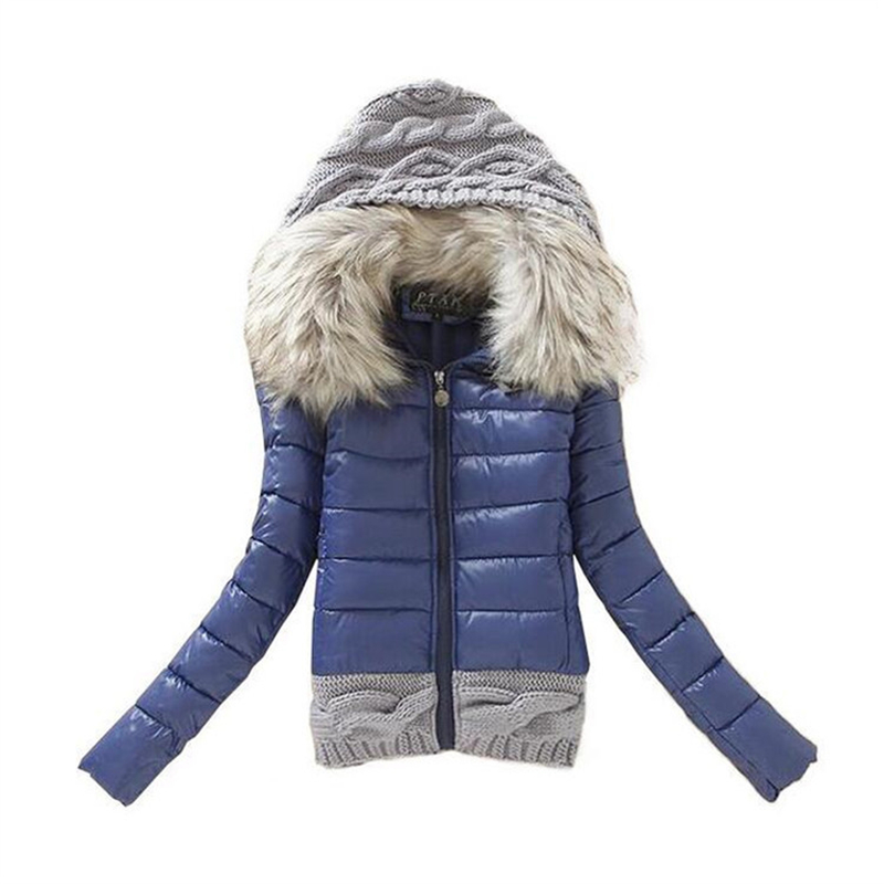 Autumn Winter Women Jacket Coat Knitting Cotton Padding Hooded Ladies Short Coat Sweaters bomber Jackets Female Outwear ZJT354