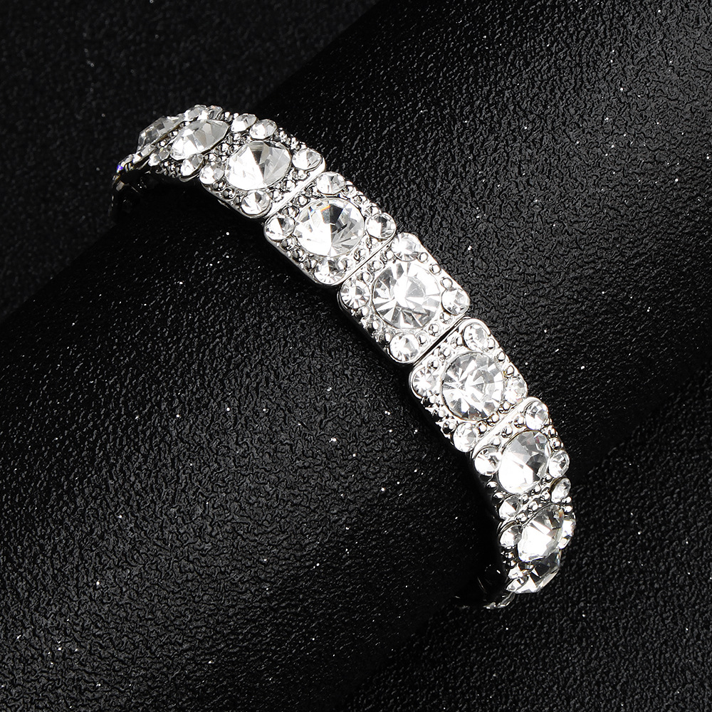 One Row Bridal Bracelets Elastic Charm Dazzling Rhinestones Beaded Wedding for Bridal The Great Gatsby Bracelets Girls Party Accessories