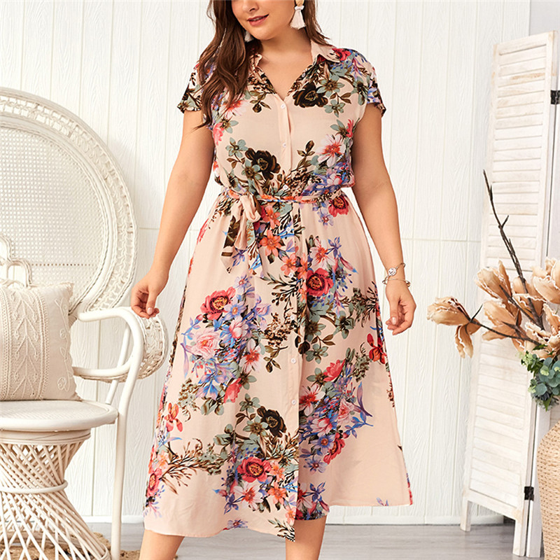 Dress Plus Size Women Floral Print Short Sleeve belt Button Vintage Long Dress Maxi Ladies NEW Shirt Women JAYCOSIN, Beige
Dress Plus Size Women Floral Print Short Sleeve belt Button Vintage Long Dress Maxi Ladies NEW Shirt Women JAYCOSIN, Beige