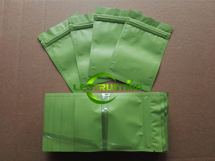 500pcs Matte Green Flat Aluminum Foil Zip Lock Bag Resealable Zipper Sugar Salt Snack Nuts Tea Coffee Beans Nail Beauty Xmas Gifts Packaging Printing 
