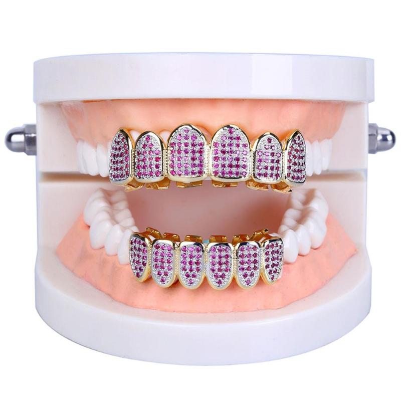 Other Custom Fit Gold Color HipHop Teeth Grillz All Iced Out Fuchsia CZ Stonea Micro Paved Women's Top&Bottom Grills Set
Other Custom Fit Gold Color HipHop Teeth Grillz All Iced Out Fuchsia CZ Stonea Micro Paved Women's Top&Bottom Grills Set