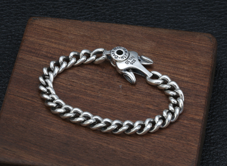 Personalized 925 Sterling silver jewelry designer hand-made 7mm curb links bracelet designed with unique closure clasp FOR MEN