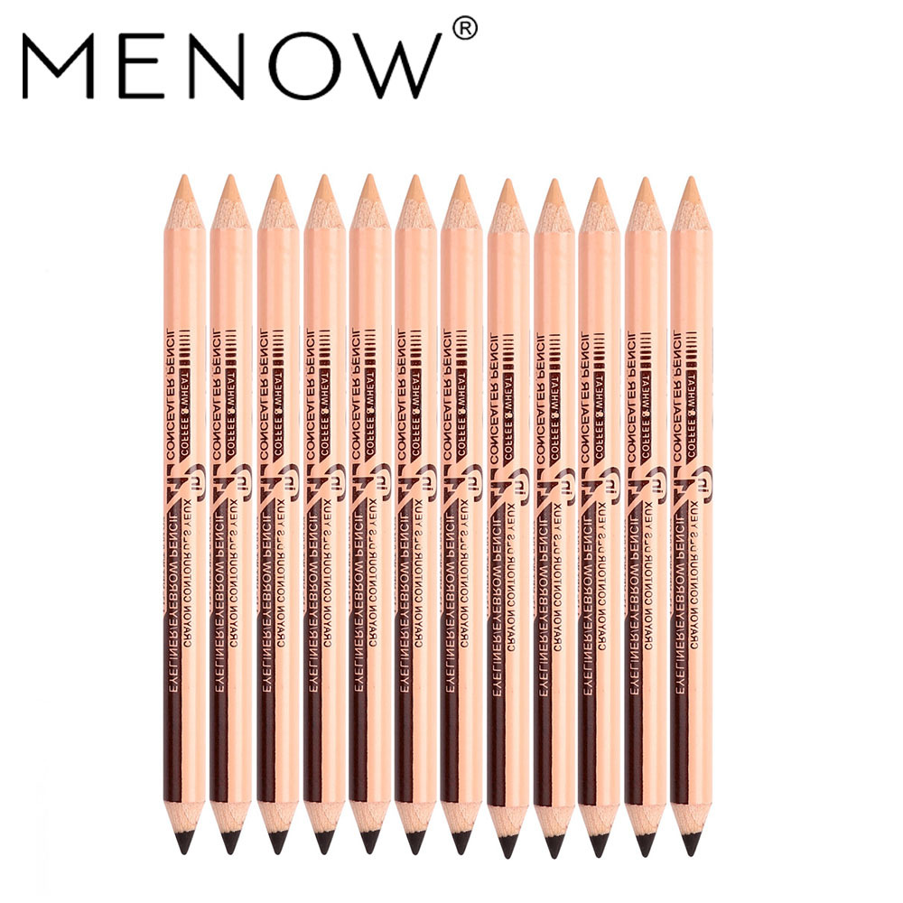 12Pcs Menow 2In1 Dual Use Eyeliner/Eyebrow Pencil + Concealer Pencill Long Lasting Eye Makeup Pencils