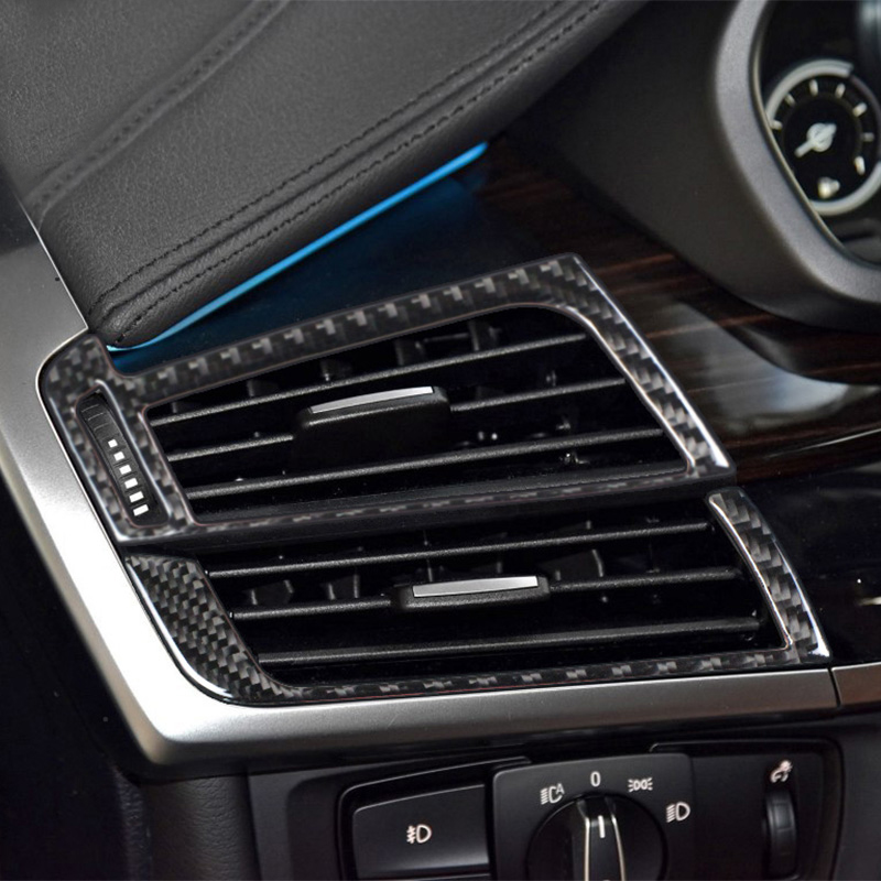 Carbon fiber For BMW X5 F15 E70 X6 F16 E71 Car styling Interior Dashboard Side Air Vent Outlet Cover Trim stickers auto Accessories