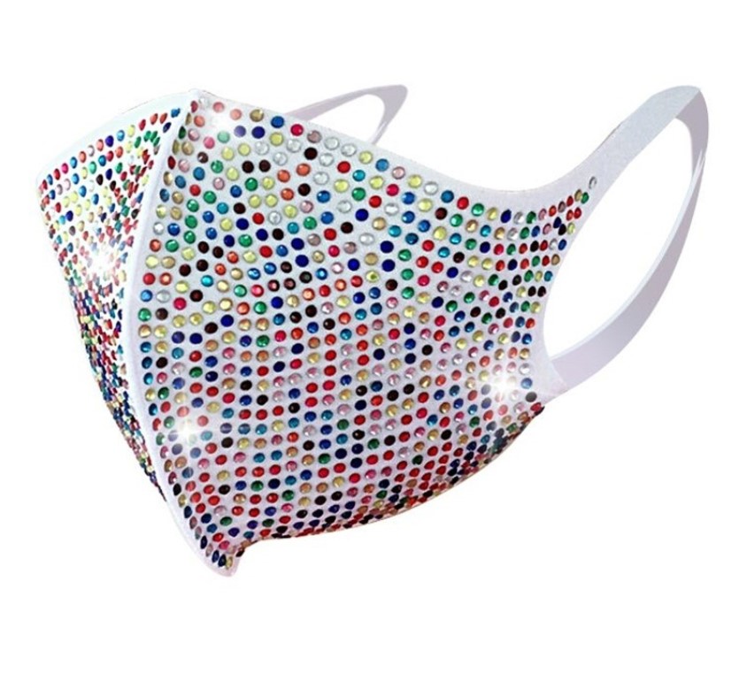 Bling shine rhinestone face mask crystal diamond sparkle reusable cloth face mouth cover teenager adult nightclub party personality wear